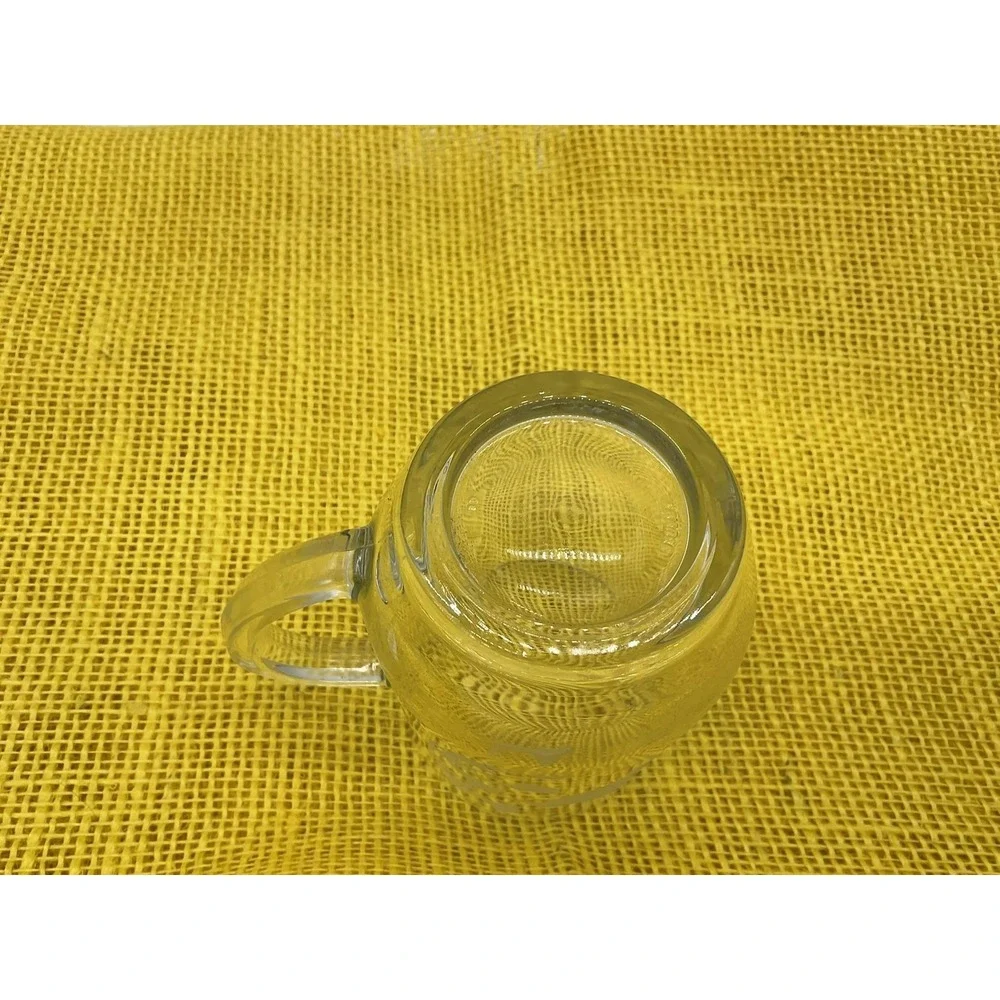 Clear Etched Hummingbird Beer Mug Glass France Handle Barware Decor